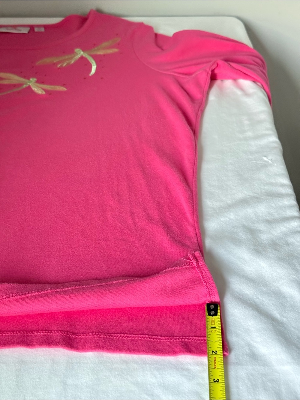 Quacker Factory Hot Pink Dragonfly Rhinestone Top 1X - Picture 13 of 14